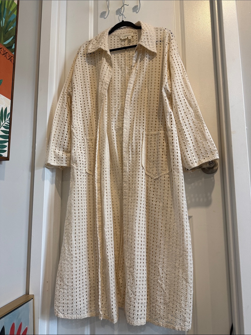 Anthropologie Cream Eyelet Maxi Coverup